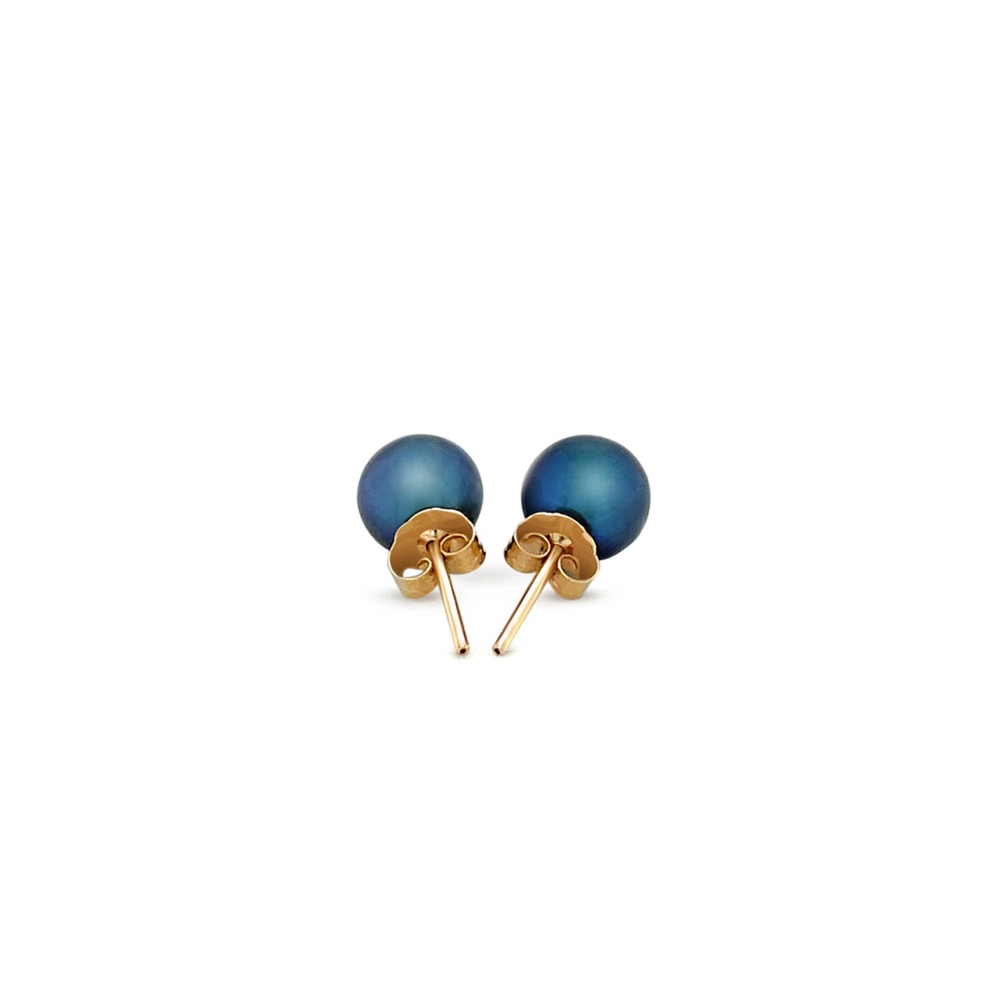 14k Gold Cultured Black Pearl Stud Earrings 6mm