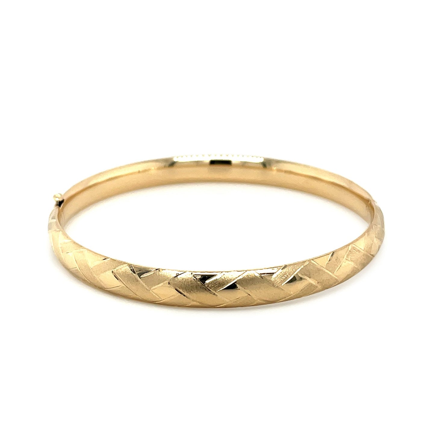 14k Gold Domed Bangle w/Weave Motif (6.00 mm)