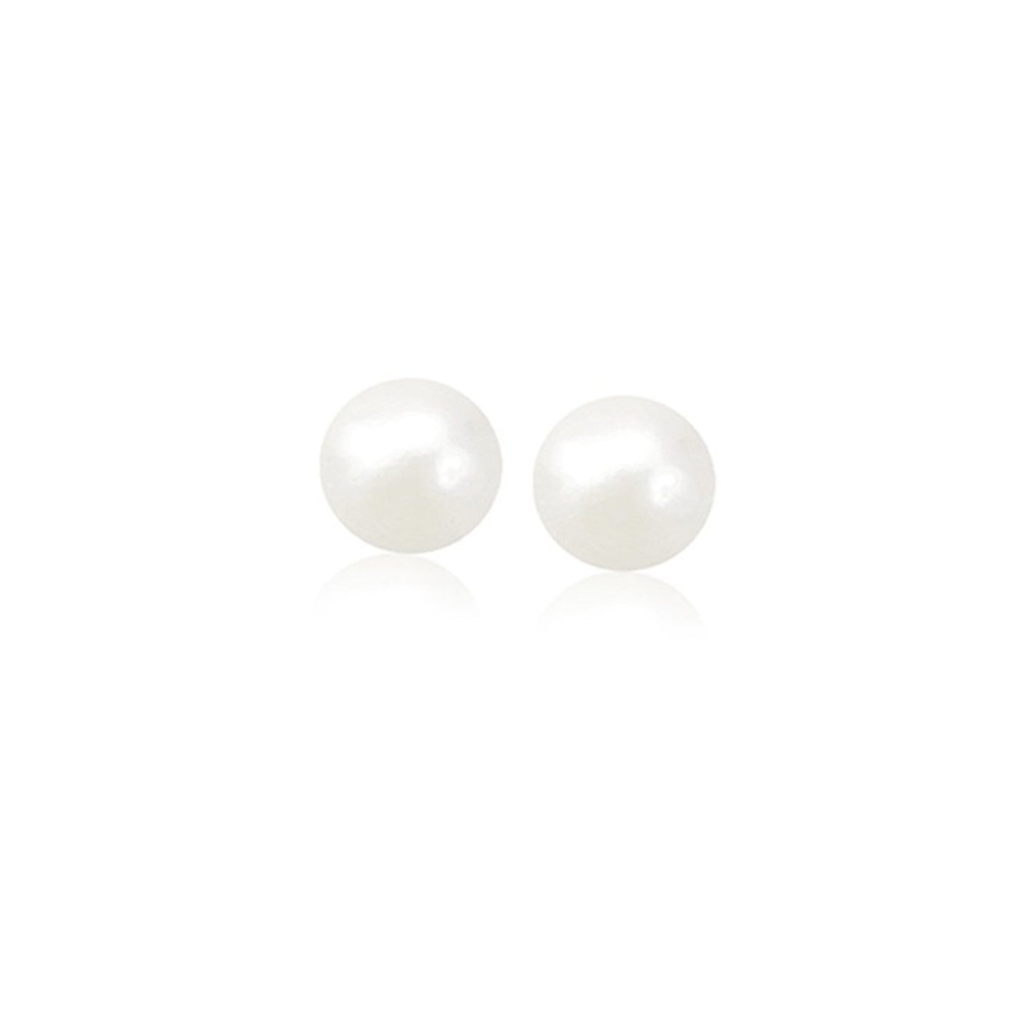 14k Gold Freshwater Cultured White Pearl Stud Earrings (6mm)