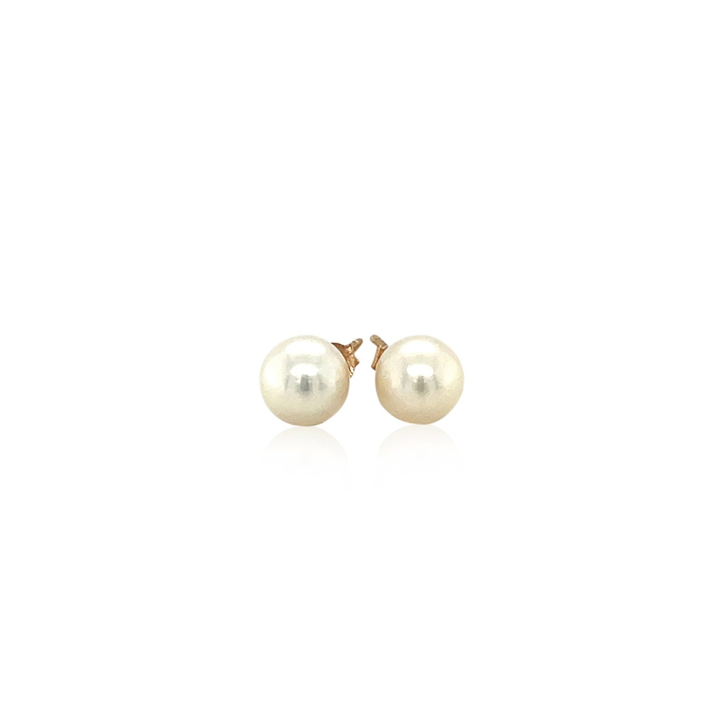 14k Gold Freshwater Cultured White Pearl Stud Earrings (6mm)