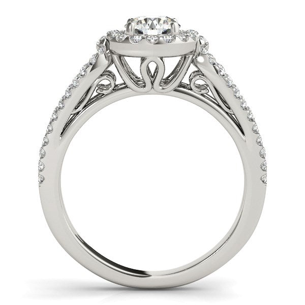 14k White Gold Diamond Engagement Ring w/Teardrop Split Shank (7/8 cttw)