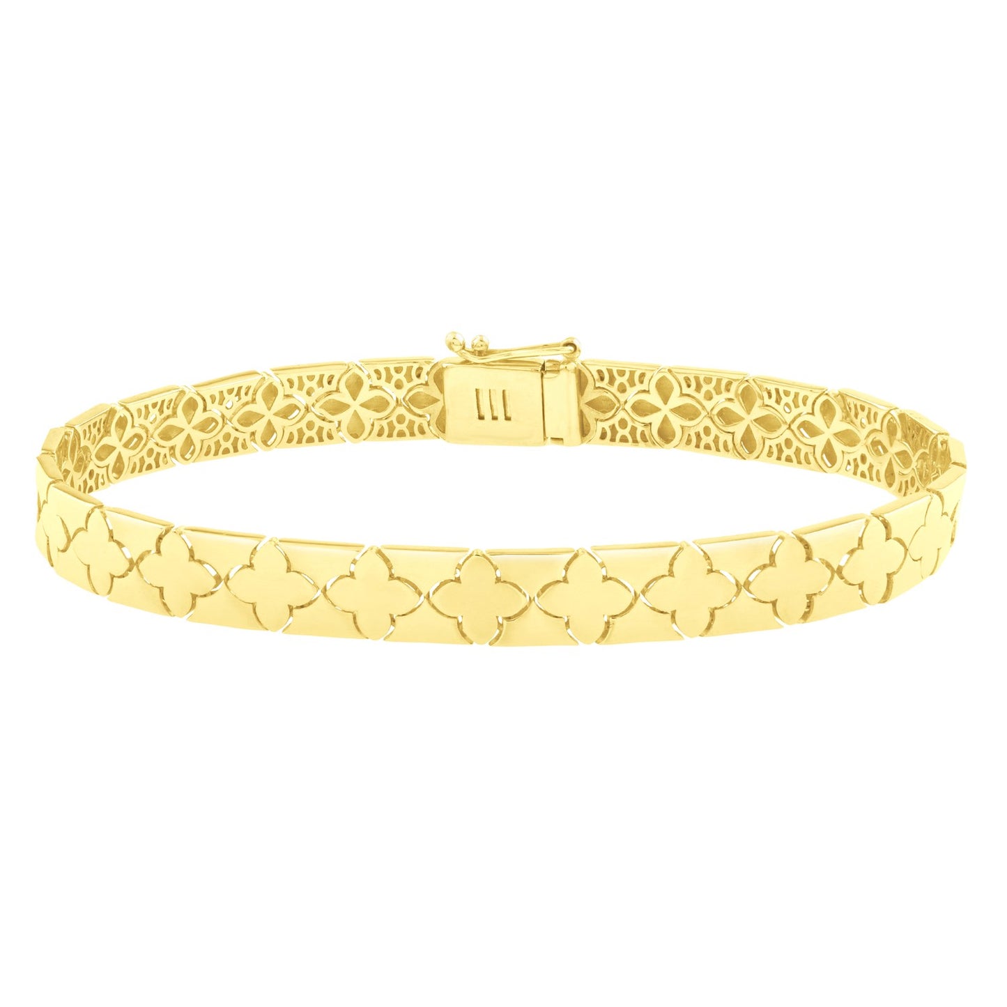 14k Gold 7-inch Clover Bracelet (6.50 mm)