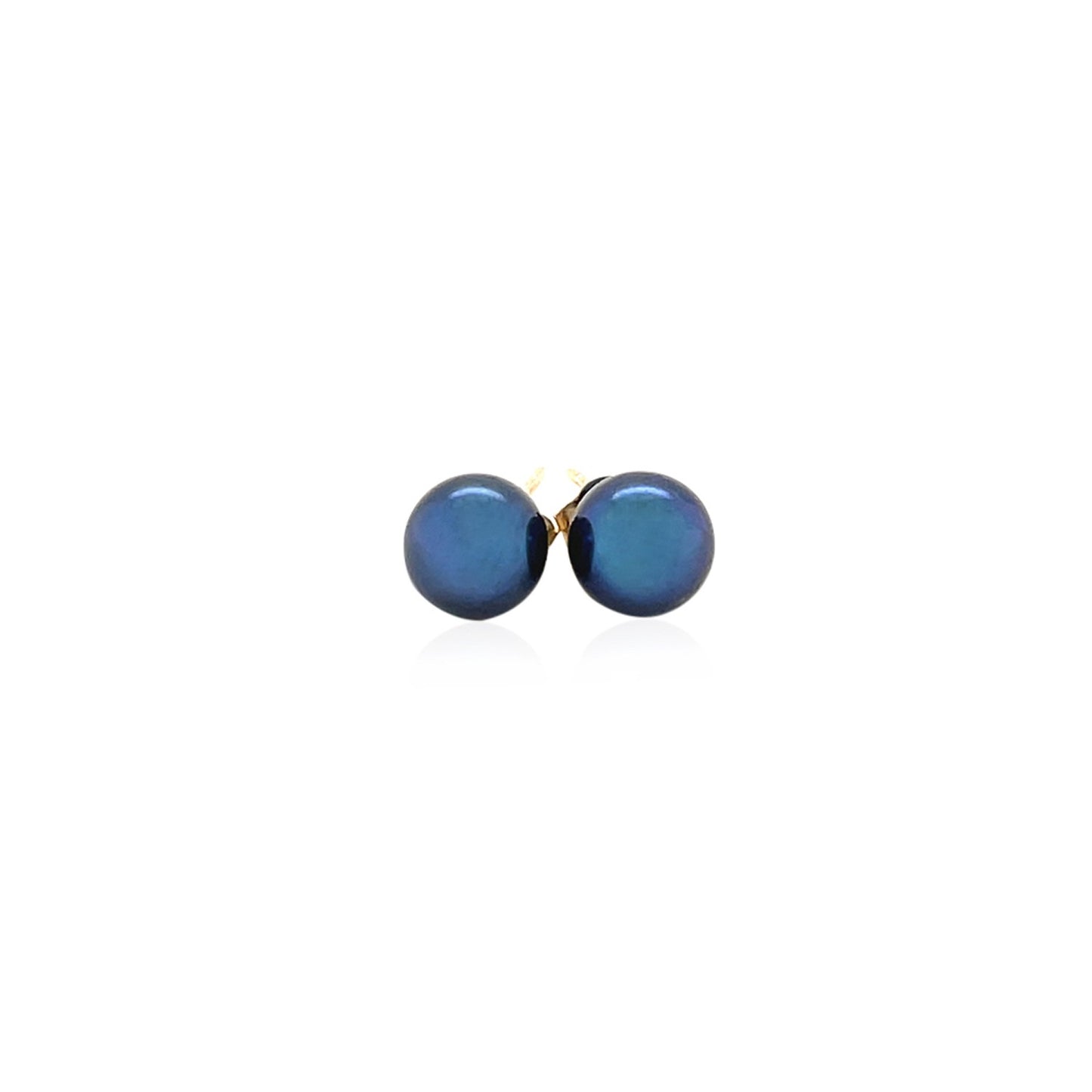 14k Gold Cultured Black Pearl Stud Earrings (6mm)