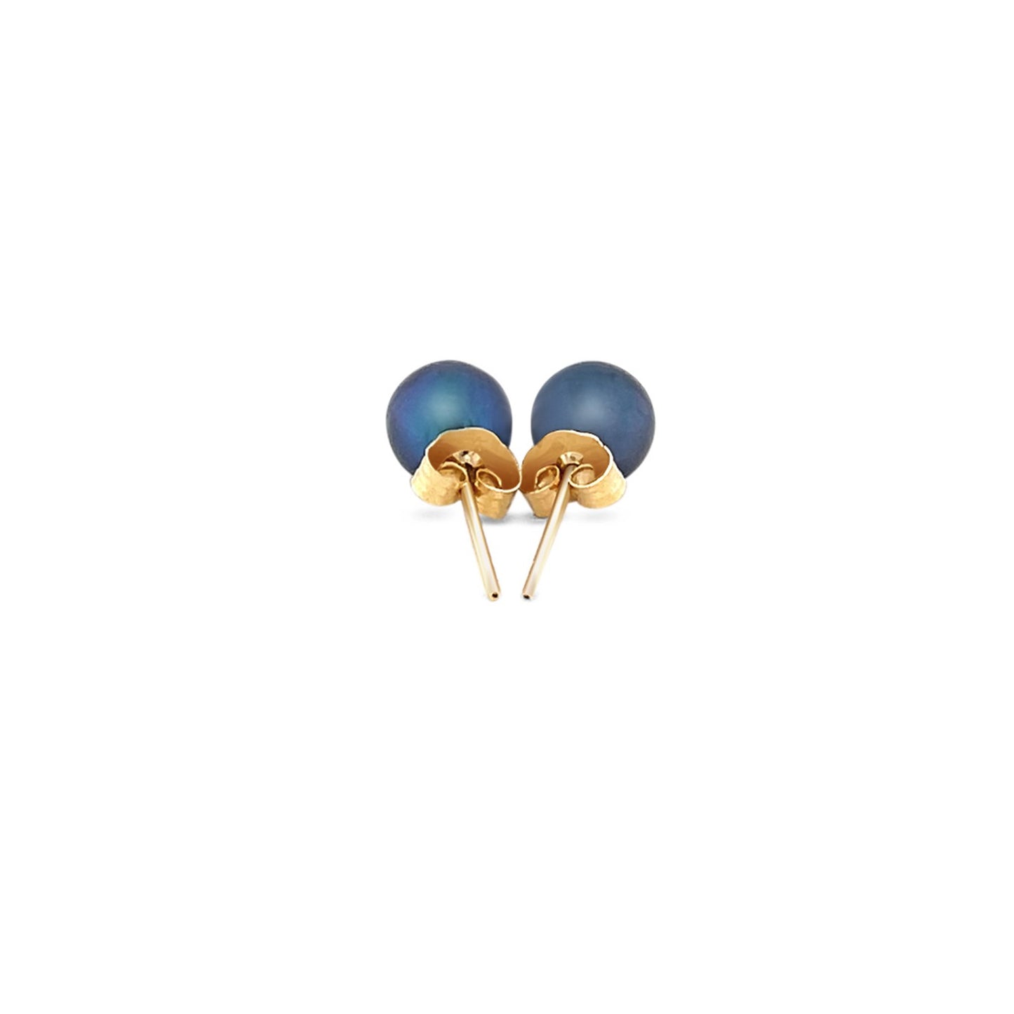 14k Gold Cultured Black Pearl Stud Earrings (6mm)