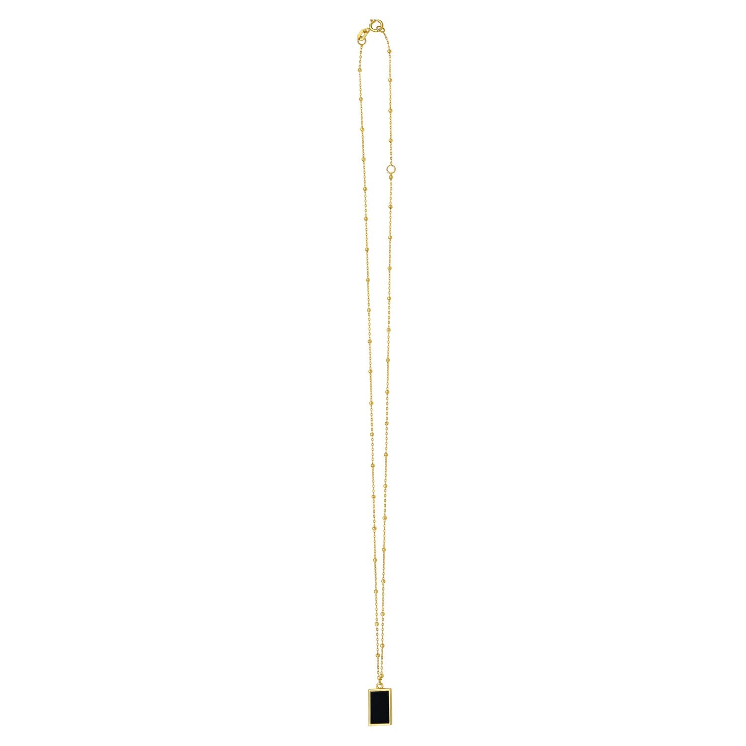14K Gold Onyx Geometric Rectangle Necklace