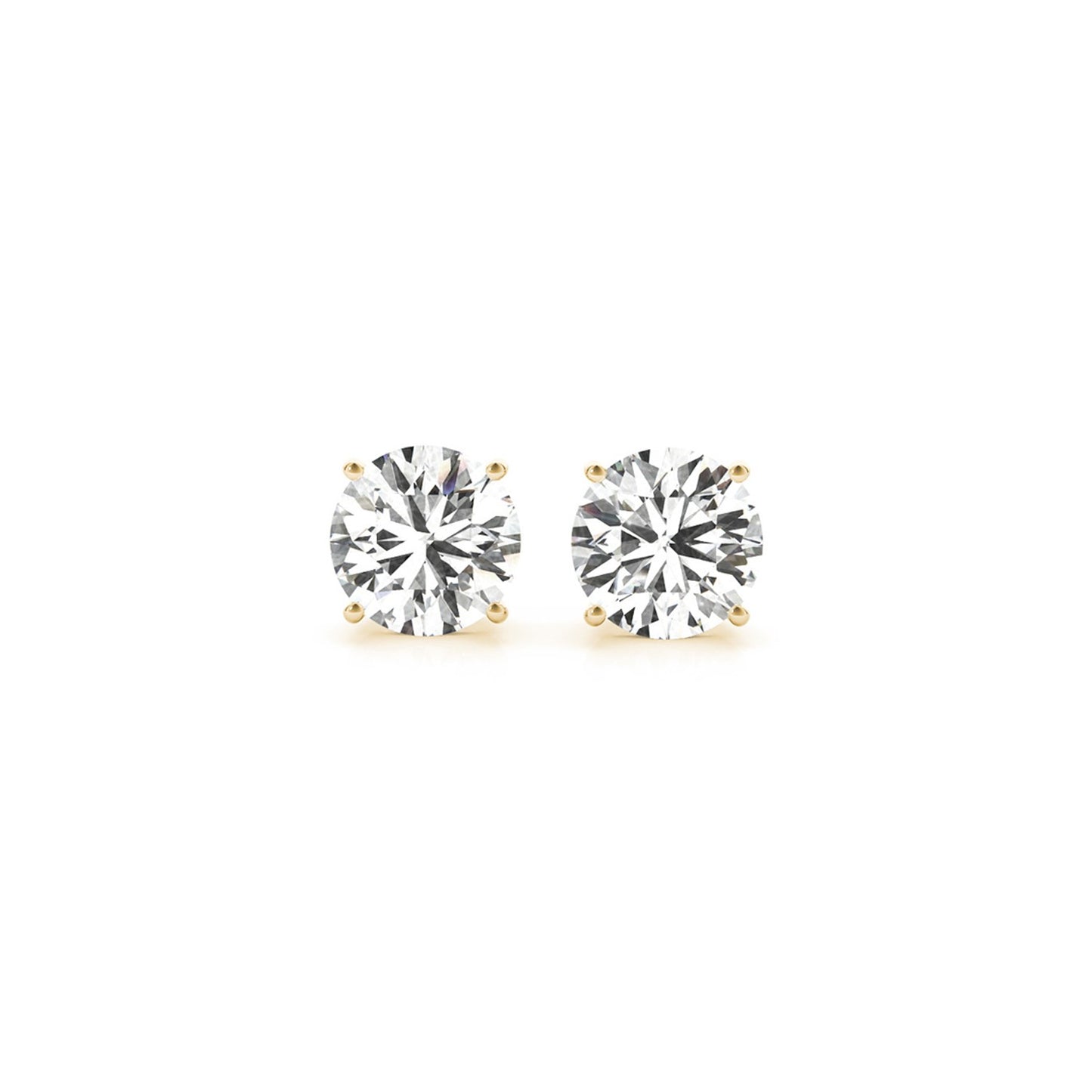 Lab Grown Round Diamond Stud Earrings in 14k Gold (G/VS2)- 2 cttw Certified IGI