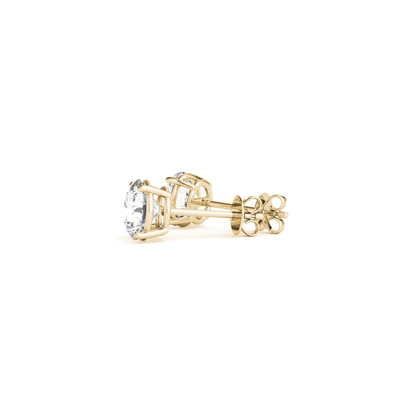 Lab Grown Round Diamond Stud Earrings in 14k Gold (G/VS2)- 2 cttw Certified IGI