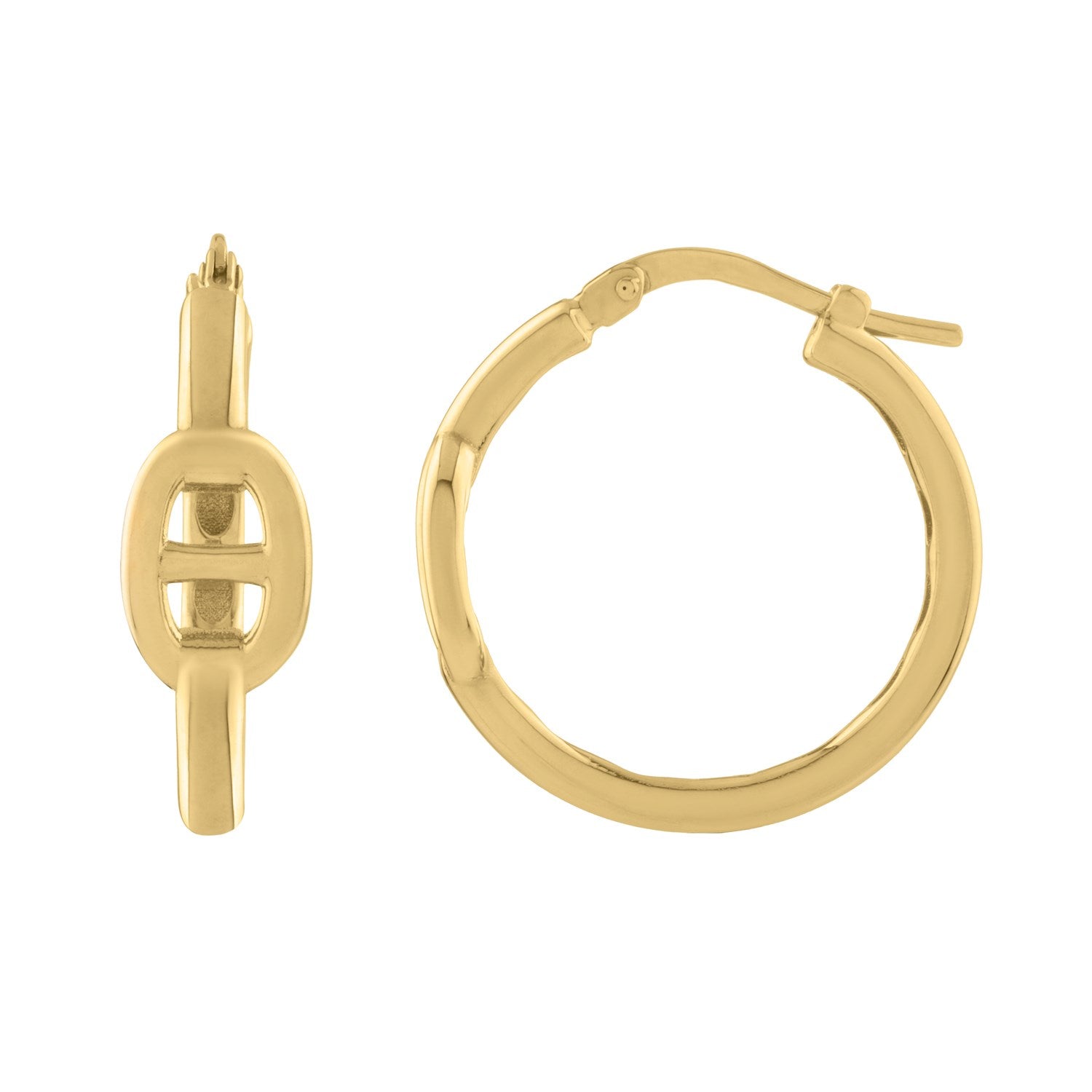 Puff Mariner Hoop Earrings in 14K Gold (21mmx20mm)