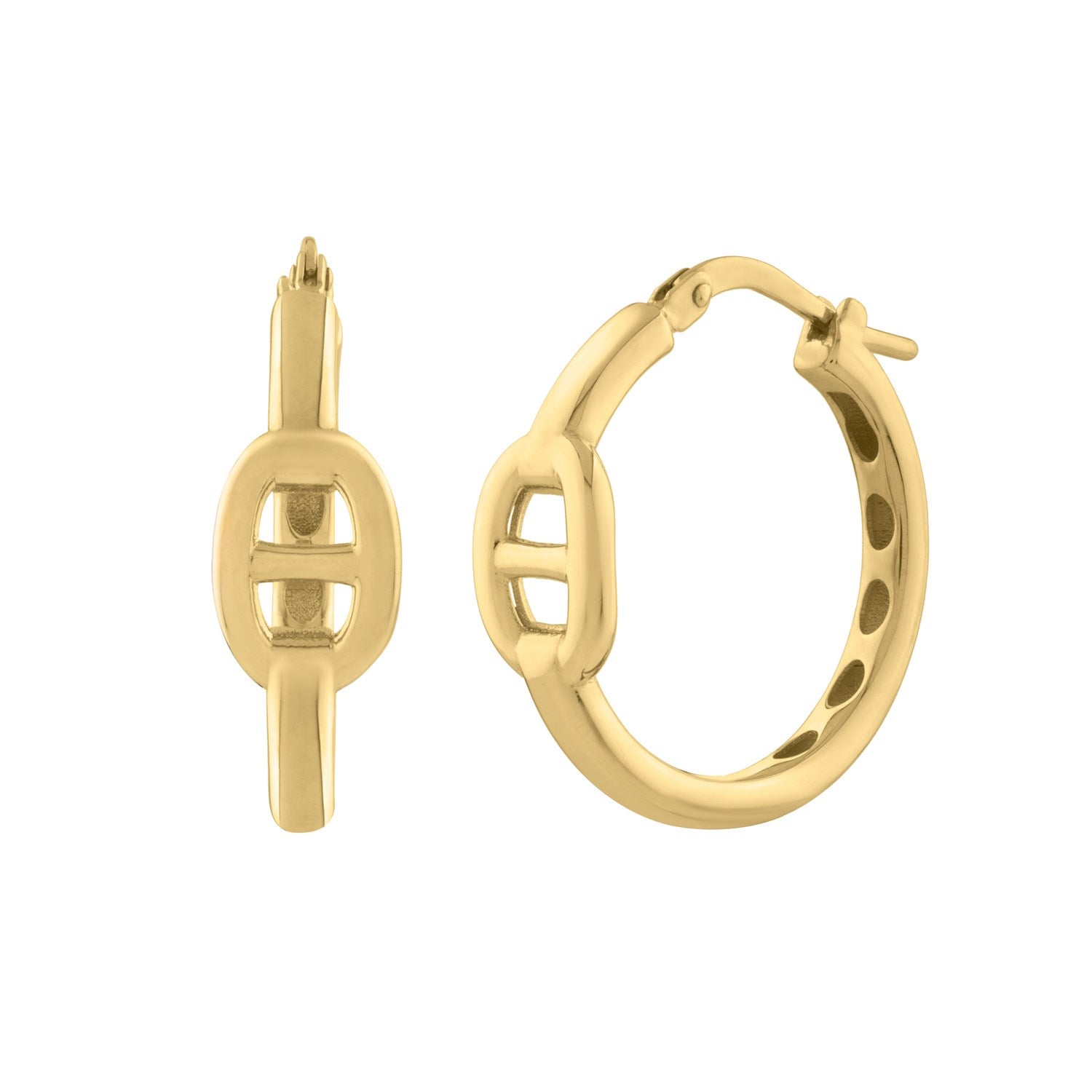 Puff Mariner Hoop Earrings in 14K Gold (21mmx20mm)