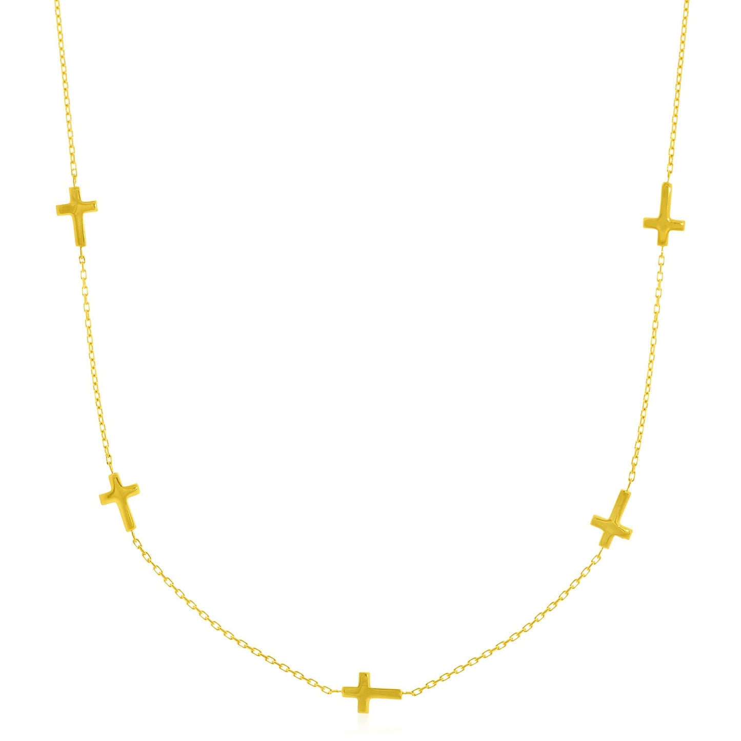 14k Gold Chain Necklace w/Cross Stations