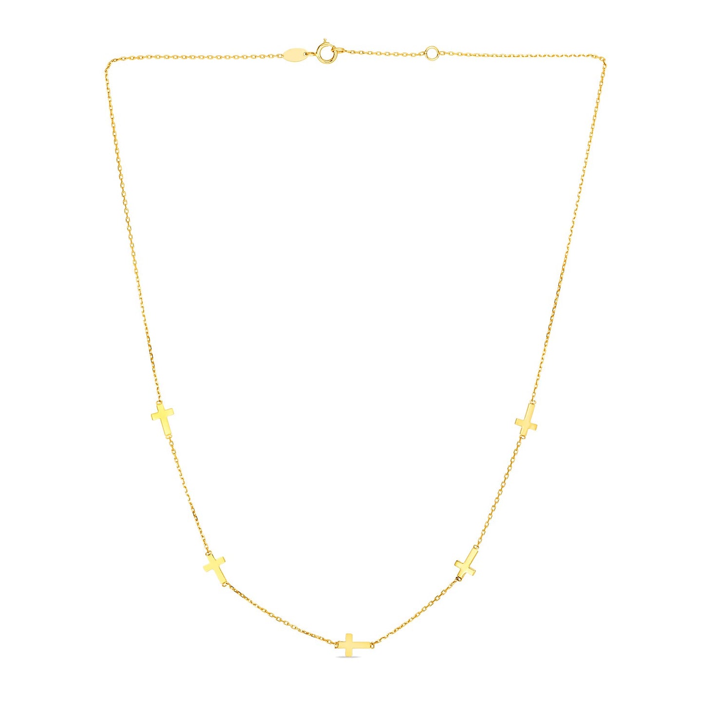 14k Gold Chain Necklace w/Cross Stations