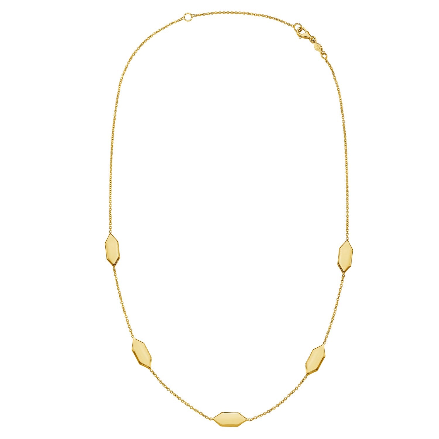 14K Gold Elongated Hexagon Link Necklace