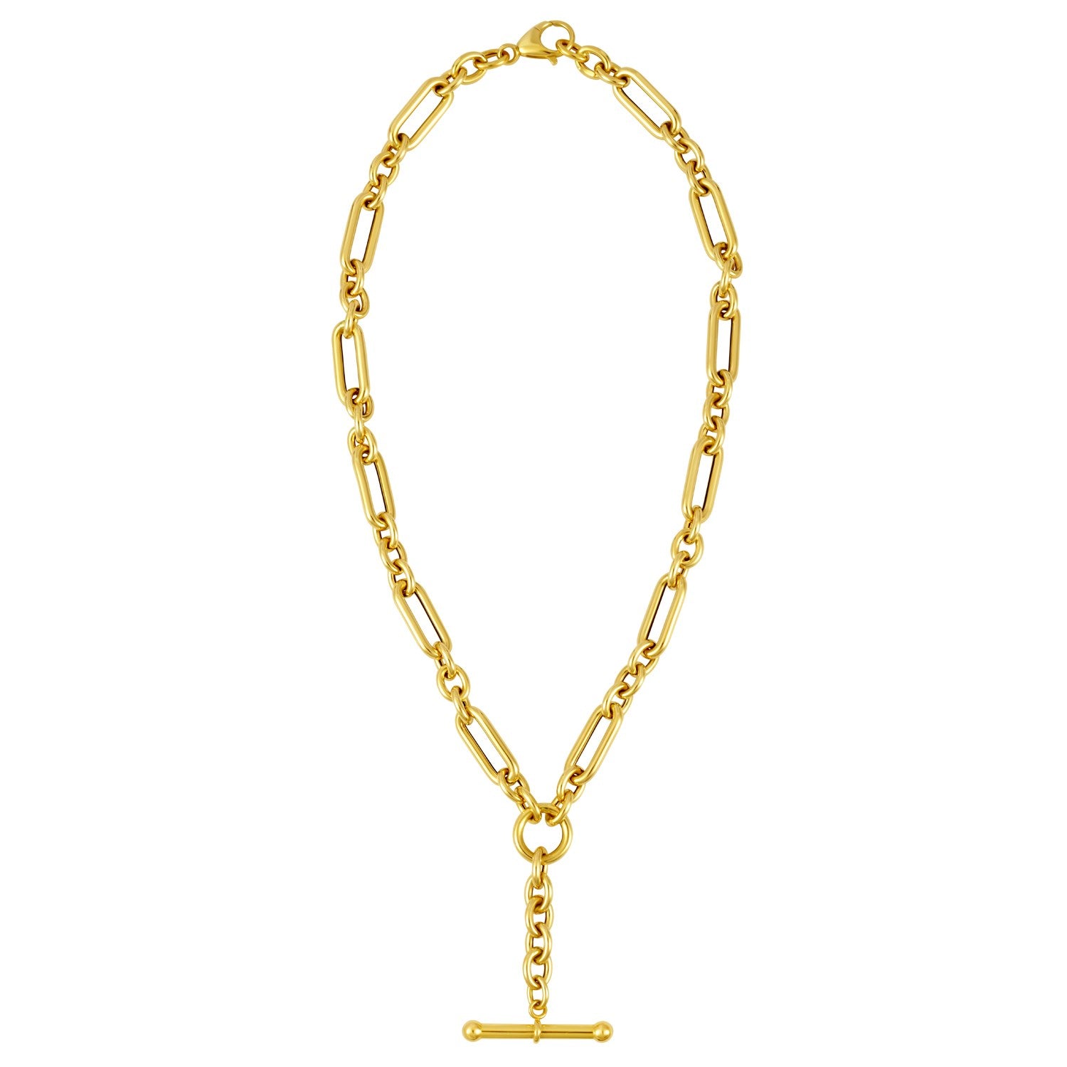 Toggle Necklace w/Alternating Chain in 14K Gold