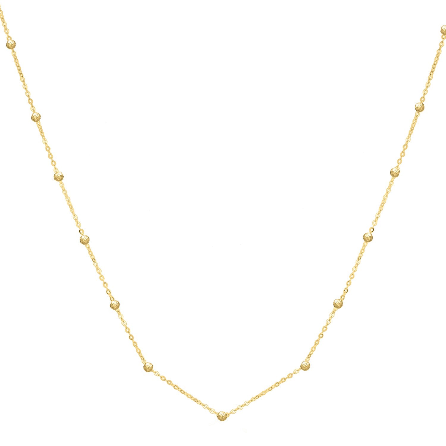 Textured Saturn Bead Necklace in 14K Gold