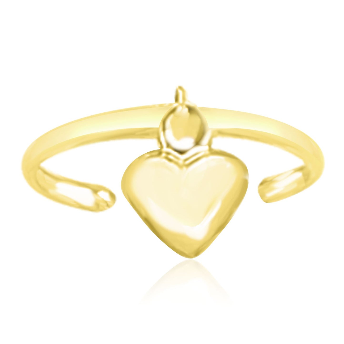 14k Gold Cuff Puffed Heart Toe Ring