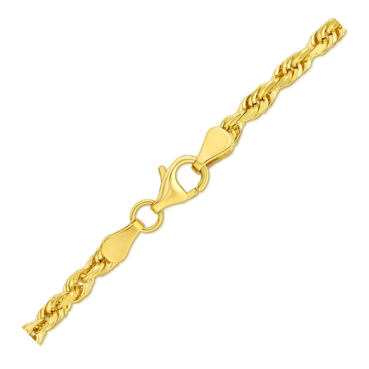 10k Gold Solid Diamond Cut Rope Bracelet (4.00 mm)