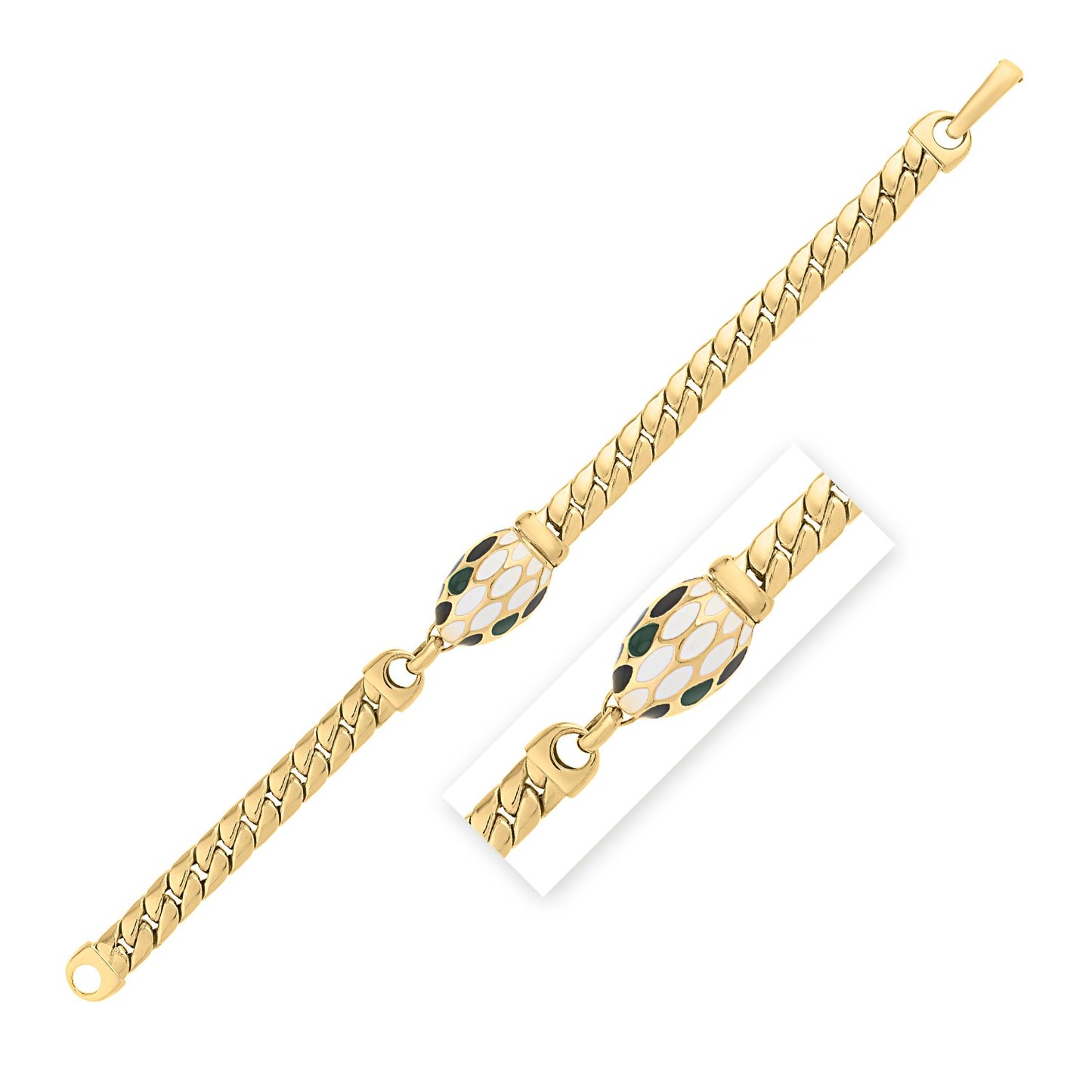 14k Gold Curb Link Snake Bracelet (7.00 mm)