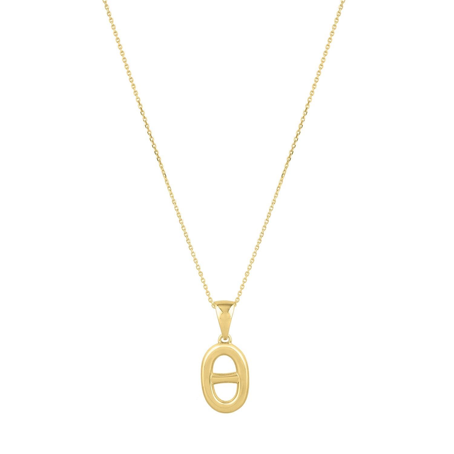 Polished Puff Mariner Link Necklace in 14K Gold