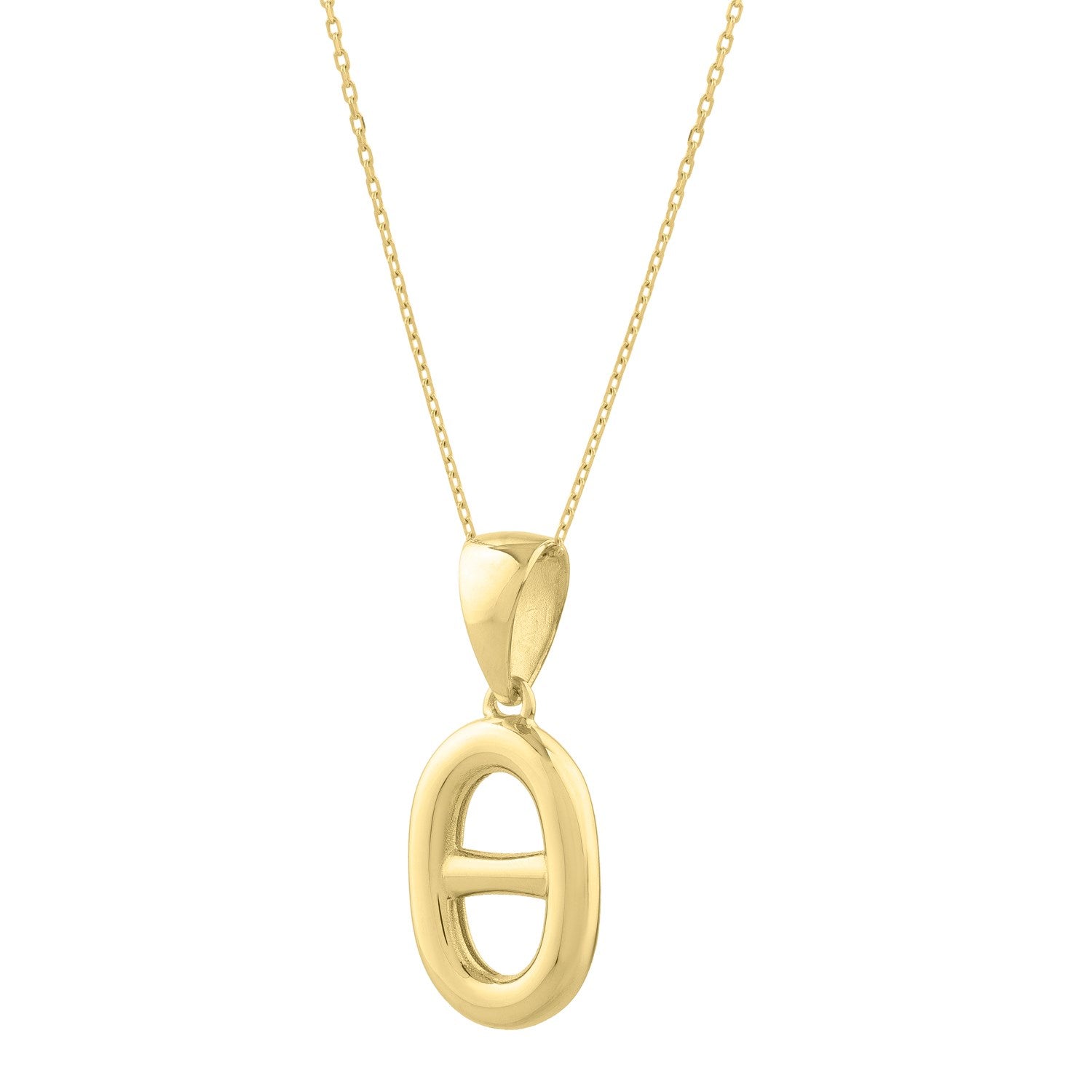 Polished Puff Mariner Link Necklace in 14K Gold