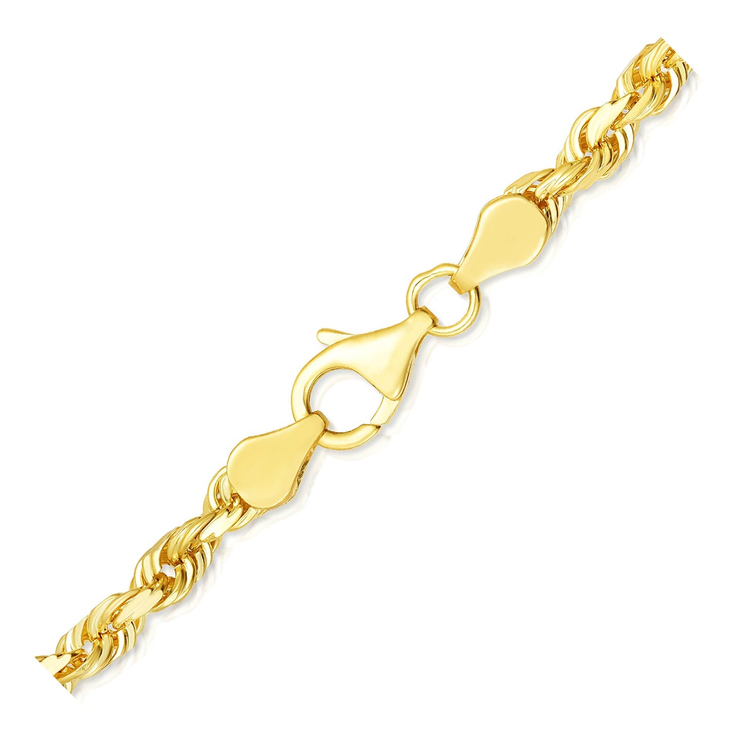 10k Gold Solid Diamond Cut Rope Bracelet (5.00 mm)