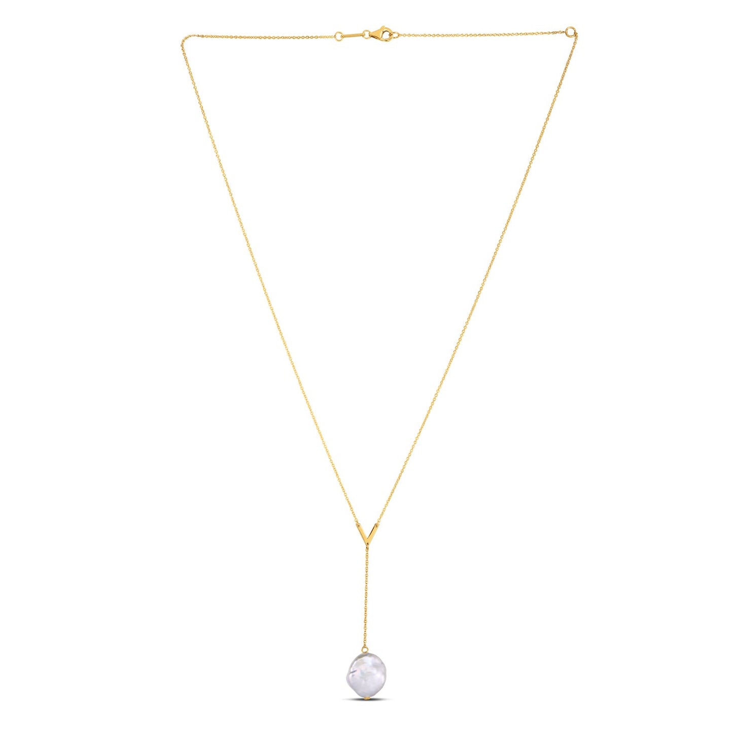 14k Gold Tesoro Pearl Goddess Lariat Necklace