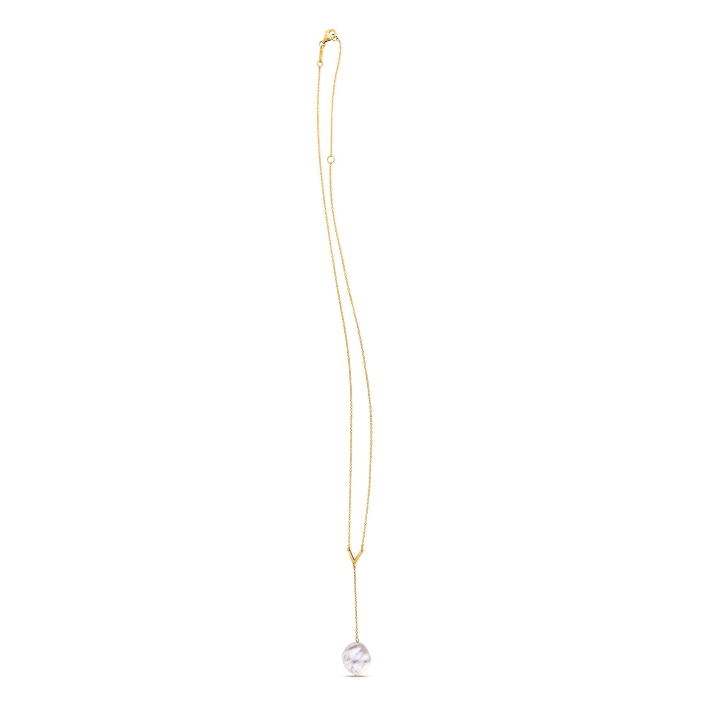 14k Gold Tesoro Pearl Goddess Lariat Necklace