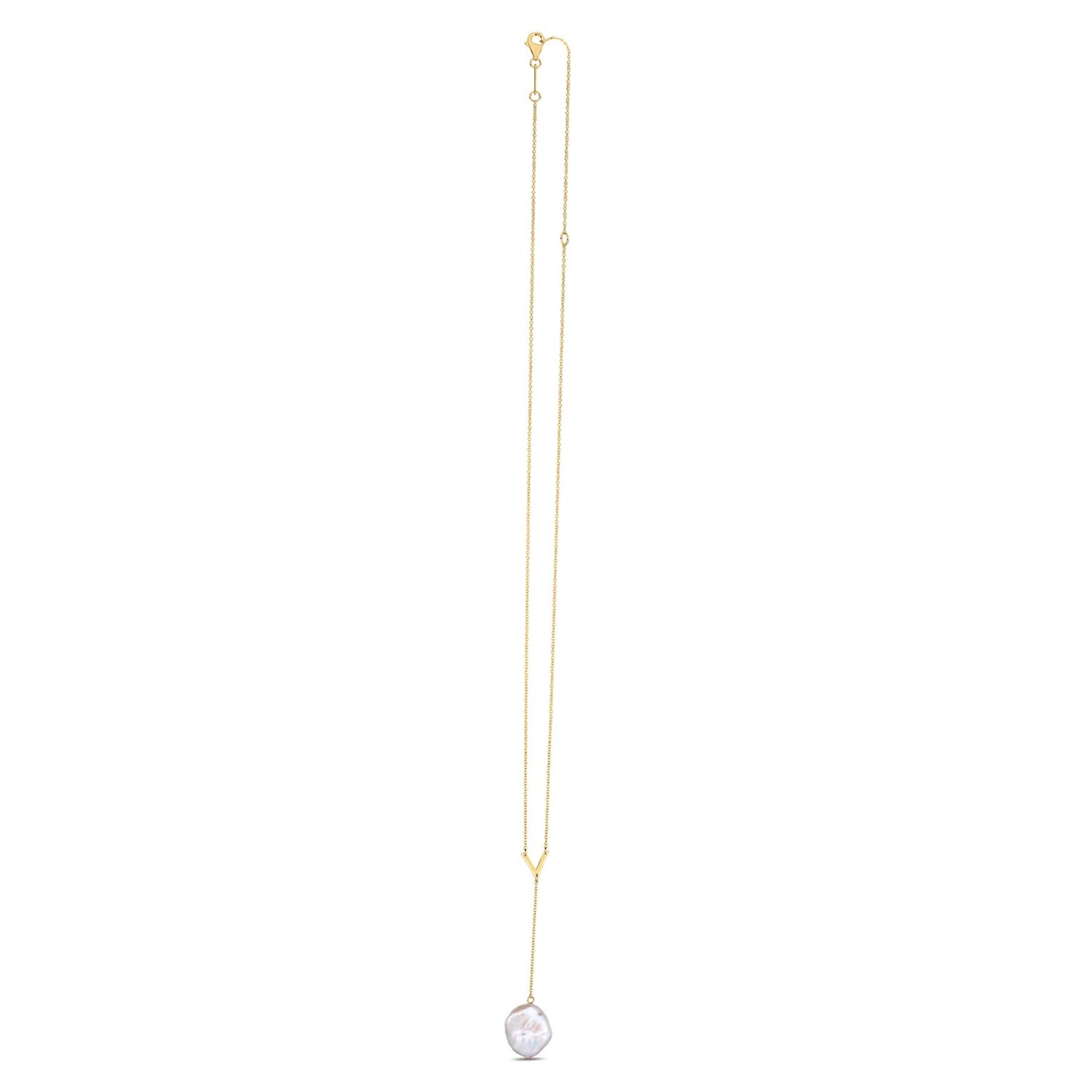 14k Gold Tesoro Pearl Goddess Lariat Necklace
