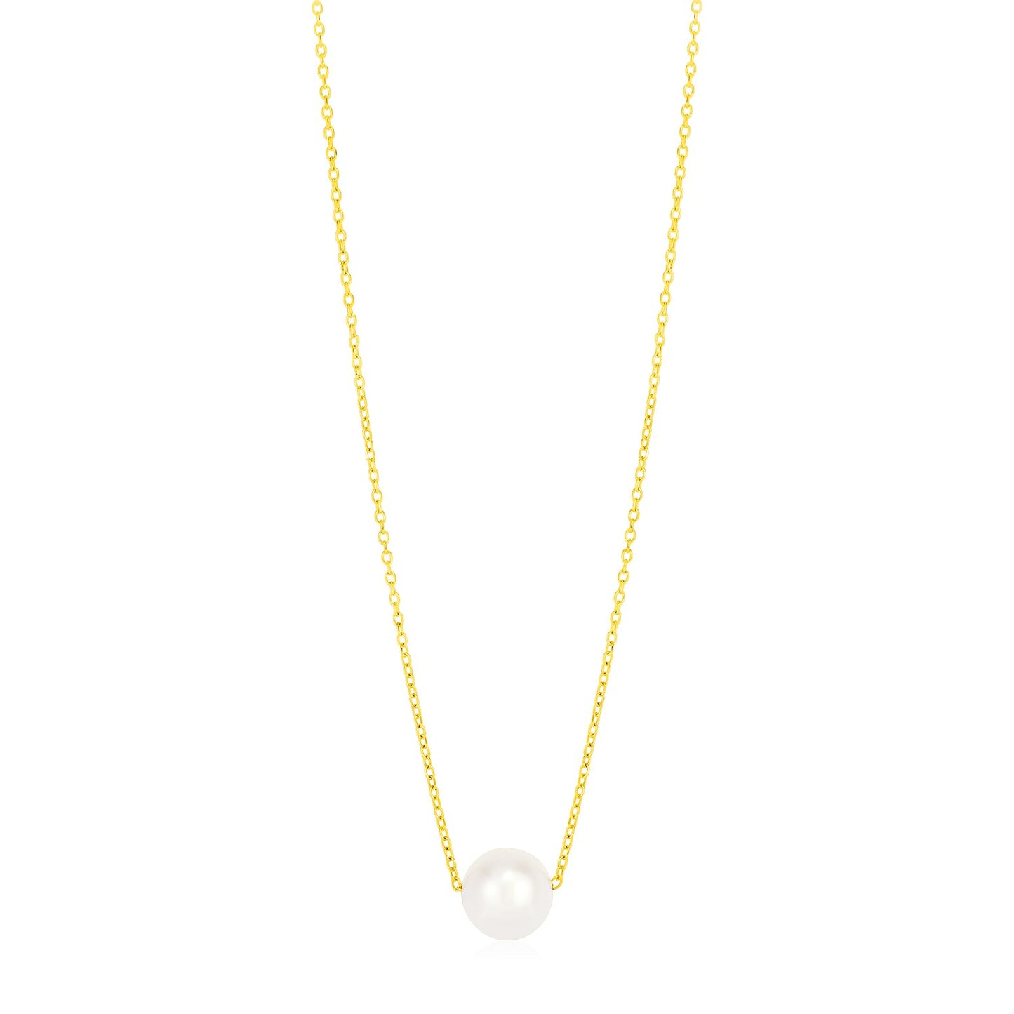 14k Gold Pearl Solitaire Necklace