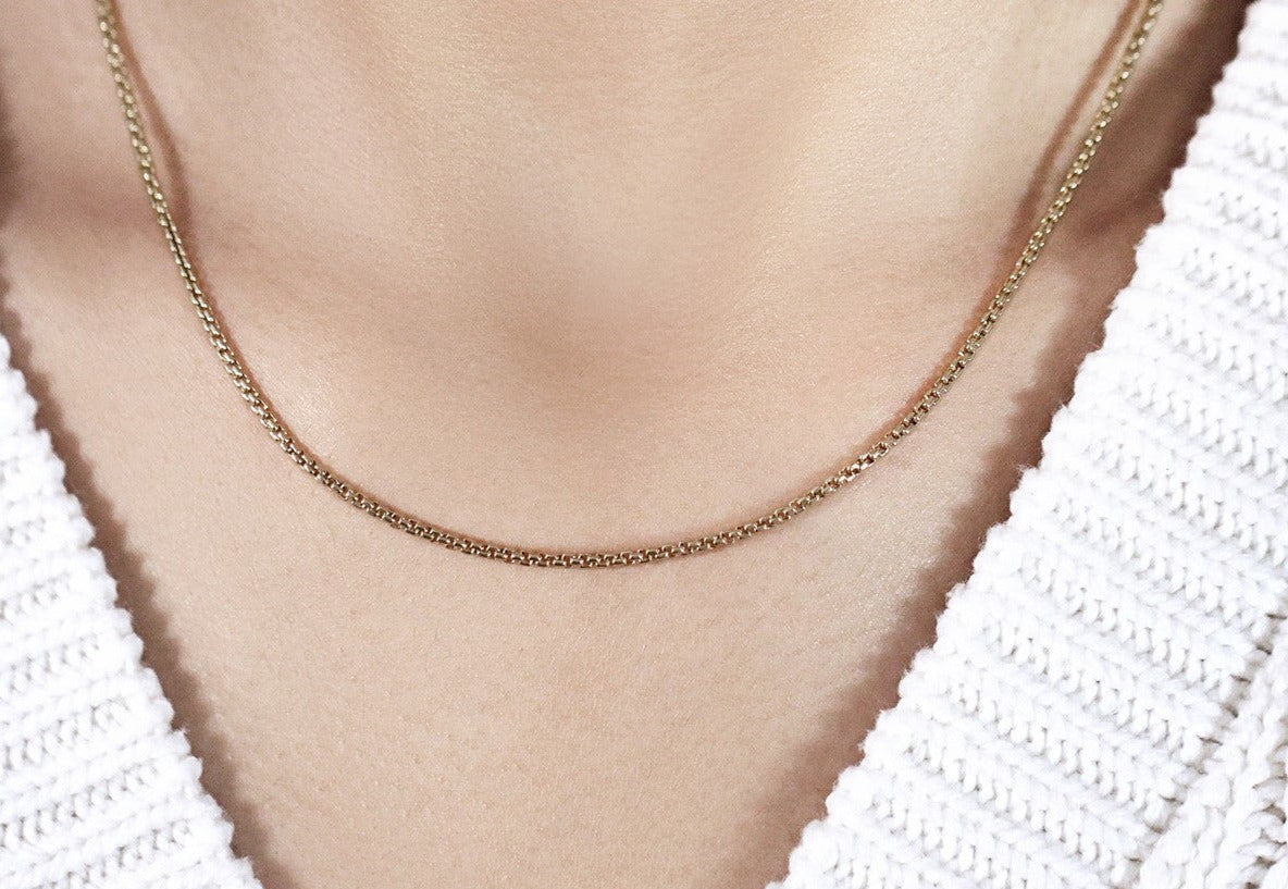 14k Gold Solid Round Box Chain