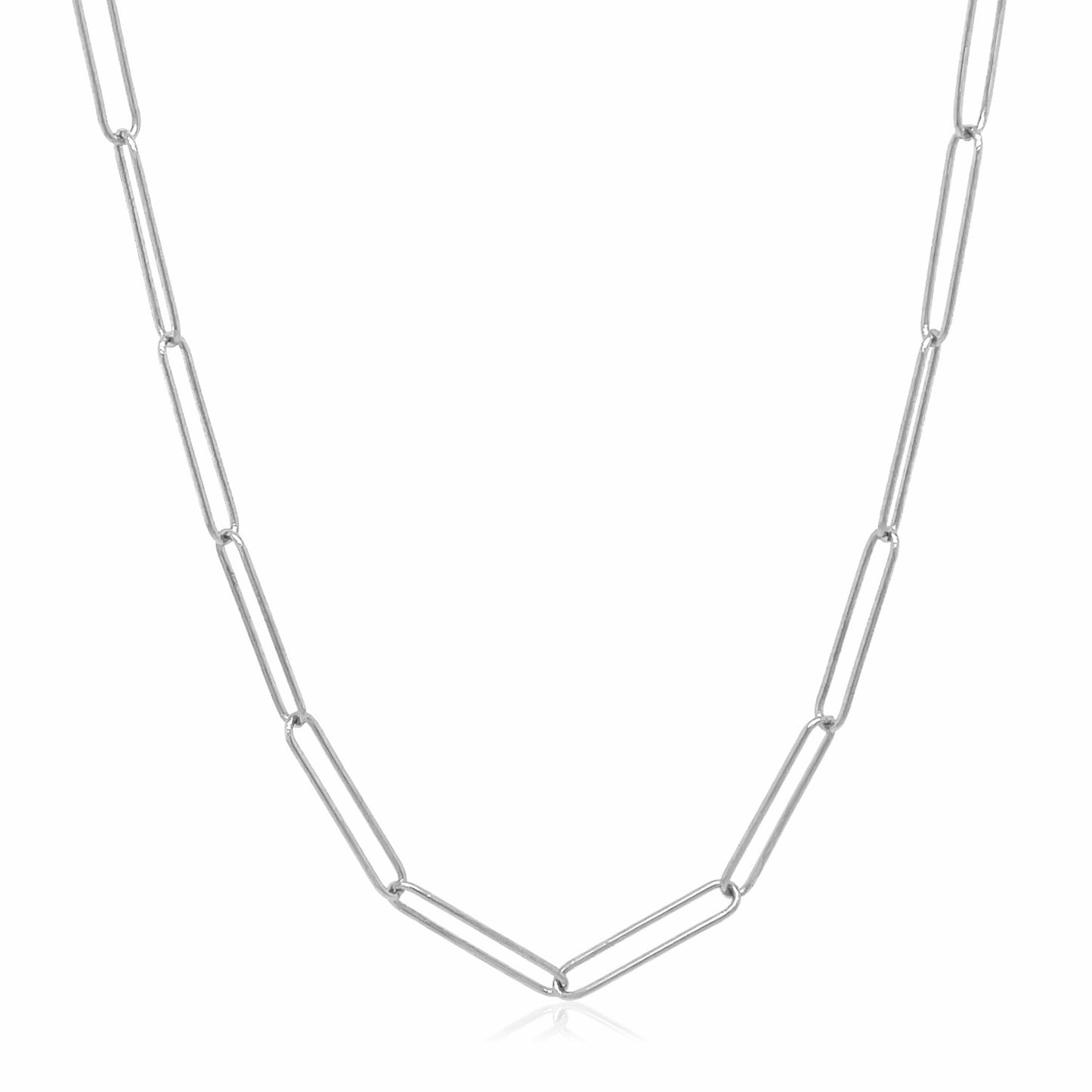 14k White Gold Wire Paperclip Chain