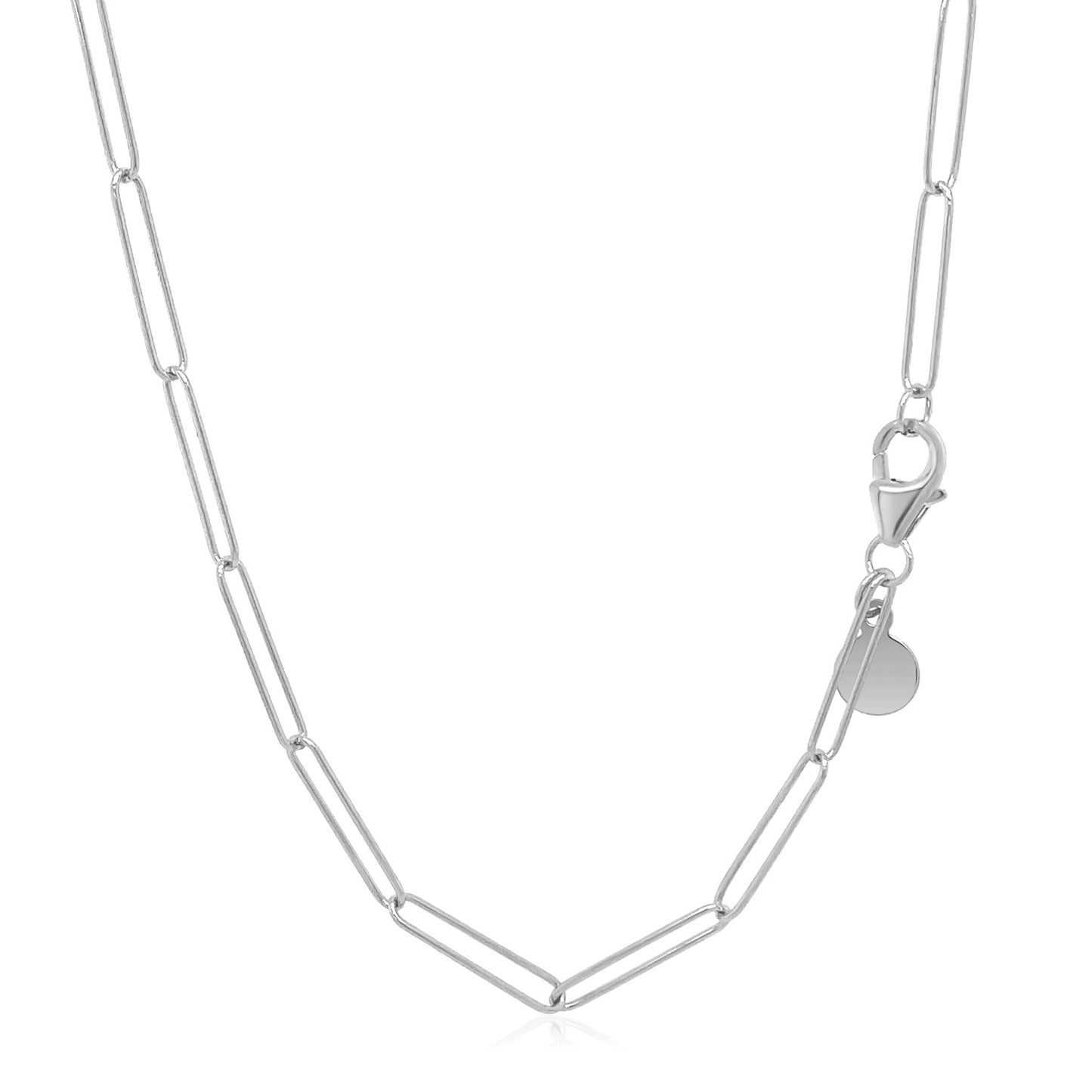 14k White Gold Wire Paperclip Chain