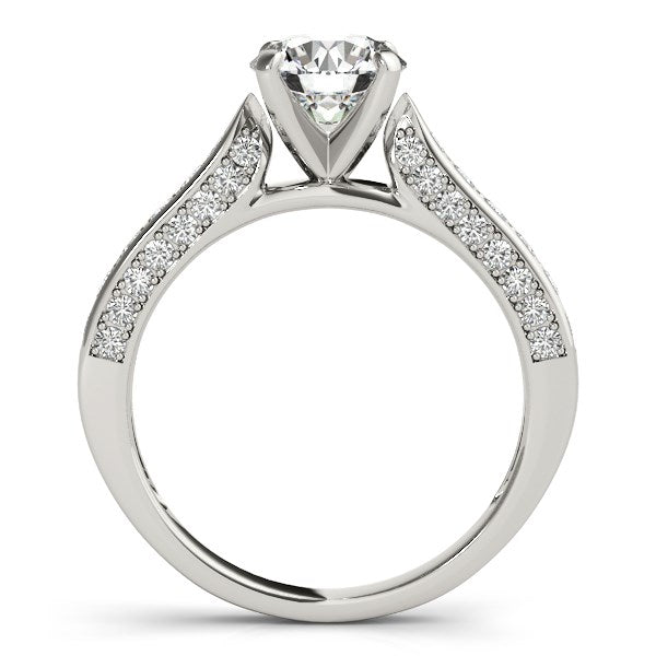 14k White Gold Round Cathedral Diamond Engagement Ring (1.50 cttw)