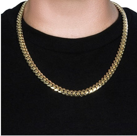 14k Yellow Gold Classic Miami Cuban Solid Chain (9.20 mm)