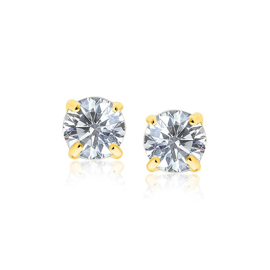 14k Gold Round CZ Stud Earrings 8.00mm