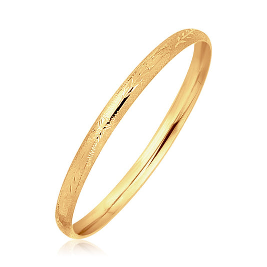14k Gold Dome Style Childrens Bangle w/Diamond Cuts (5.50 mm)