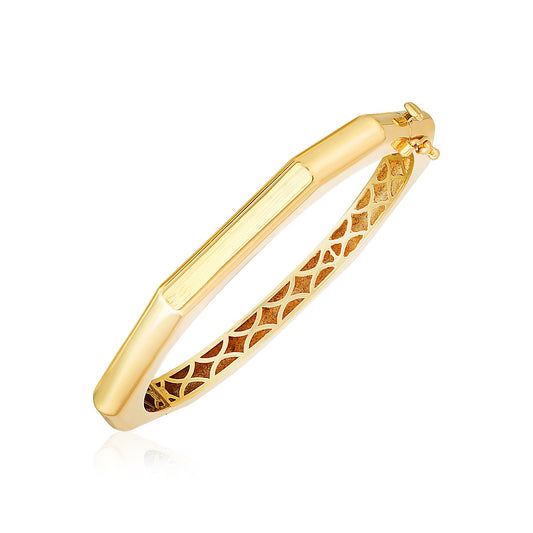 14k Gold High Polish Geometric Bangle (6.10 mm)