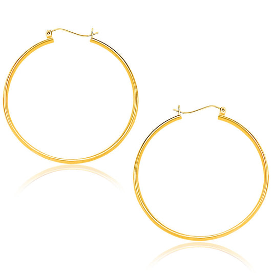 10k Gold Polished Hoop Earrings (1.5x40mm)