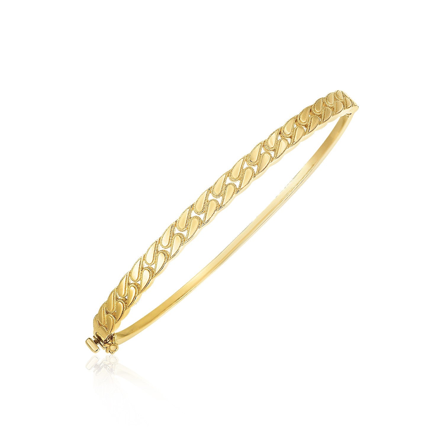 14k Gold High Polish Cuban Chain Link Bangle (4.60 mm)