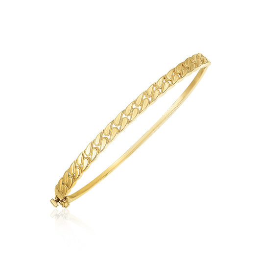 14k Gold High Polish Cuban Chain Link Bangle (4.60 mm)