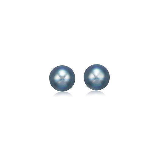 14k Gold Cultured Black Pearl Stud Earrings 6mm