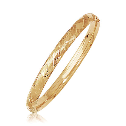 14k Gold Domed Bangle w/Weave Motif (6.00 mm)