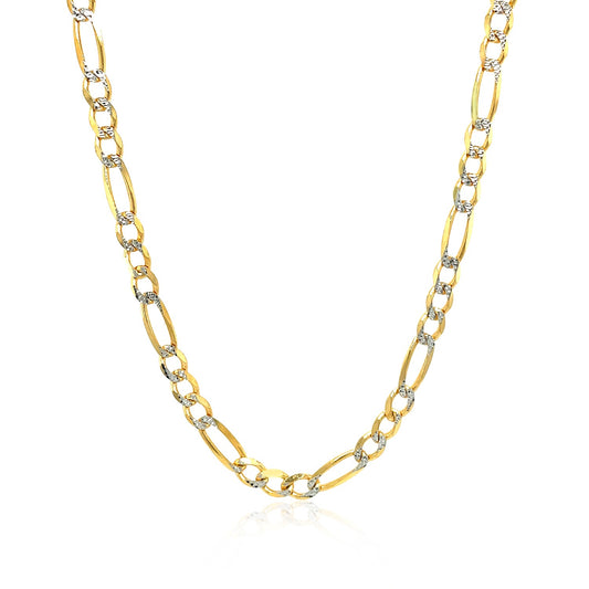 14K Gold Solid Pave Figaro Chain