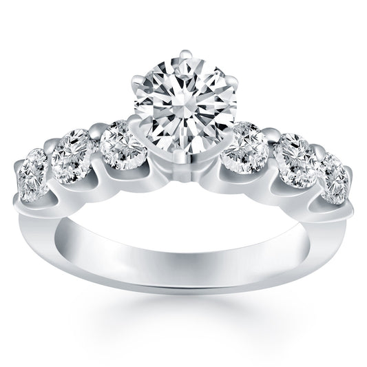 14k White Gold Shared Prong Diamond Engagement Ring (1.20 cttw)