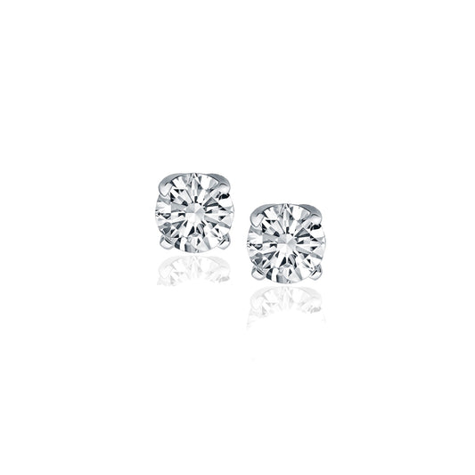 14k White Gold Near Colorless Diamond Four Prong Stud Earrings (1/2 cttw)