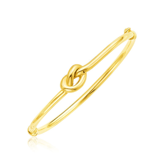 14k Gold Bangle Bracelet w/Polished Knot (9.50 mm)