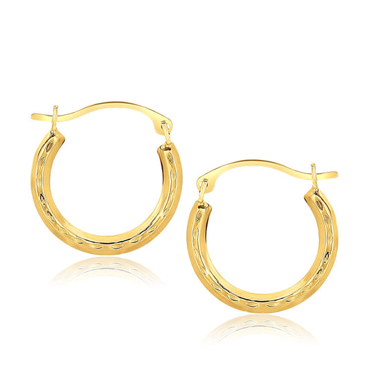 10k Gold Fancy Hoop Earrings 16mm