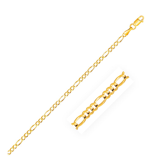 2.8mm 14k Gold Figaro Anklet