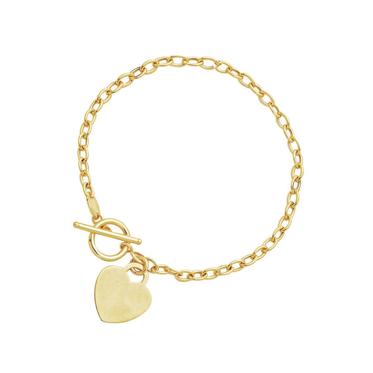 Toggle Bracelet w/Heart Charm in 14k Gold (4.80 mm)