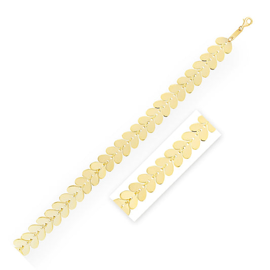 14k Gold Polished Heart Link Chain Bracelet