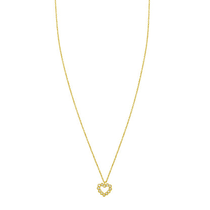 14K Yellow Gold Petite Diamond Heart Necklace